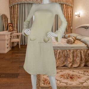 Free People Ivory Wool Sweater Dress S Vintage Charm
